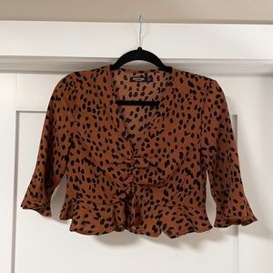 Nasty Gal Animal Print Cinched Crop Top